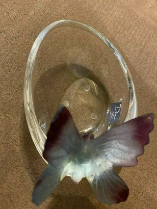 Daum Art Glass France Bowl With Amethyst Butterfly 4.  5 " X3.  25 "