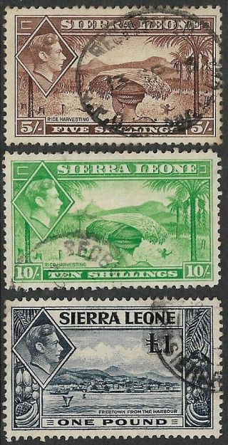 Sierra Leone - Kgvi (1938) High Values To £1 Sg 198 - 200 (cv £70, )
