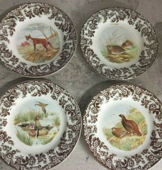 Spode Woodland Set Of 4 Salad Plates Includes Wood Duck,  Red Fox And More
