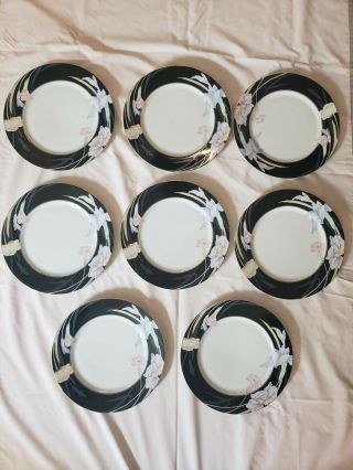 Mikasa Charisma Black China: Set Of 8 Dinner Plates - 10 5/8 " - Vg
