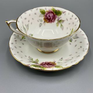 Vintage Paragon Golden Emblem Tea Cup & Saucer Double Warrant Pink Roses England 3