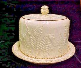 Large Antique Wedgwood Dudson Ferns Cheese Plate Cake Dome Dish Stand Gold