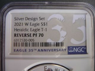 2021 w reverse proof silver eagle type 1 NGC PF 70 2