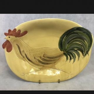Sur La Table Art & Soul Large 18” X 13” Turkey Platter Italy Chicken Rooster