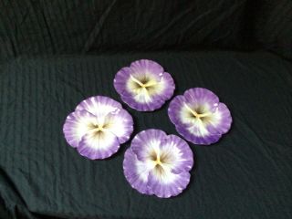 Fitz And Floyd Halcyon Purple Pansy Snack Salad Appetizer Plates Set Of 4