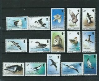 Stamps South Georgia (falkland Islands} Birds Complete Set Sc 109 - 123 Xf/vf Mnh