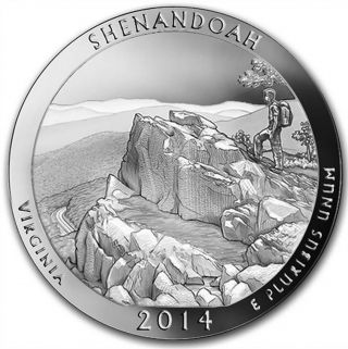 2014 5 Oz.  999 Silver America The Atb Shenandoah National Park Coin Va
