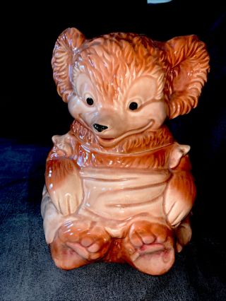 Brush Mccoy Pottery Teddy Bear Cookie Jar Marked 014 Usa Vintage 1957