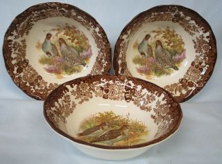 Royal Worcester Palissy Game Series Cereal Bowl Set Of 3 Woodcock,  Quail