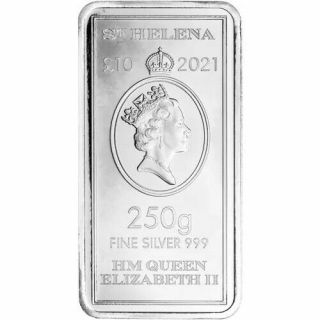 1/4 Kilo 2021 250 Gram Silver Bar St.  Helena 10 Pound East India Company 8.  04 Oz 2