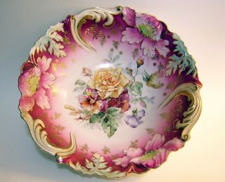 Lovely Antique Germany Saxe Altenburg Rs Prussia Area Porcelain 10 " Serving Bowl