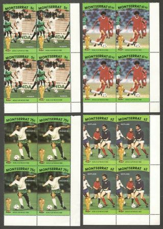 Aop Montserrat 1986 Unissued Soccer Football World Cup Set Of 8 Mnh Blocks Of