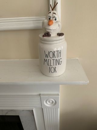 Rae Dunn Disney Olaf Worth Melting For Baby Figural Topper Canister
