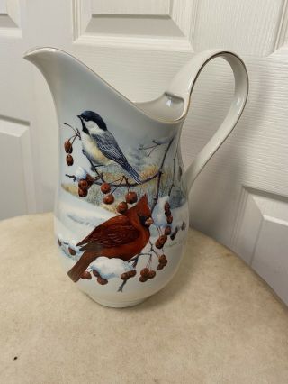 Lenox Winter Greetings Scenic 10 " Fine Ivory China Christmas Carafe Pitcher