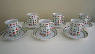 Set Of 6 Mid Century Rosenthal Germany Piemonte Pucci Demi Tasse Cups & Saucers