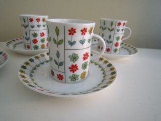 SET OF 6 MID CENTURY ROSENTHAL GERMANY PIEMONTE PUCCI DEMI TASSE CUPS & SAUCERS 2