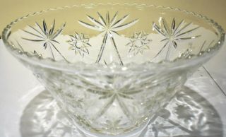 Vintage " Star Of David " Crystal Punch Bowl Set With 12 Cups