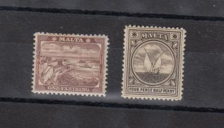 Malta Qv 1899 Faulty 4 1/2d Sg31/32 Mlh Jk3696