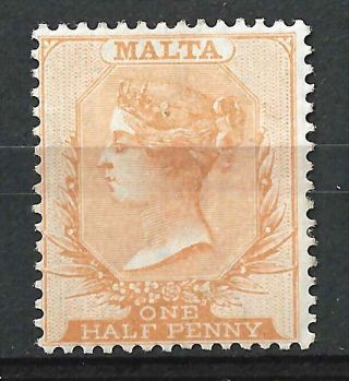 Malta 1882 Qv 1/2d Yellow Brown 14 Perf,  Wmk Ca Sg19,  Mlh