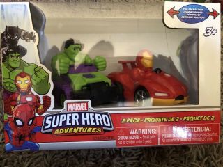 Marvel Hero Adventures The Hulk & Ironman 2 - Pack Pull Back Action Cars