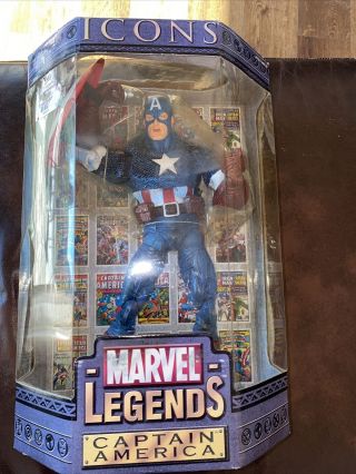 12” Captain American Marvel Legends Icons.  Masked W/evolution Of An Icon Book.