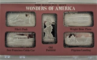 The Hamilton " Wonders Of America " (5) 1oz.  999 Silver Bars - K002