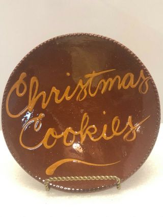 Vintage Ned Foltz Pottery Redware " Christmas Cookies " Plate,  1989,  Signed,  7.  5 "