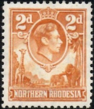 Northern Rhodesia 1938 Kgvi 2d Yellow - Brown Sg.  31 (hinged) Cat:£50