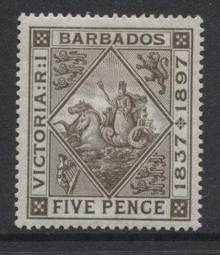 Barbados - 1897/98 Jubilee 5d Olive - Brown (mh) Sg.  120 (ref.  A39)