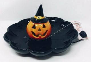 Mr.  Halloween Pumpkin Candy Dish,  Light Up Jack - O - Lantern,  Serving Or Decor