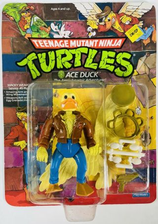 Vintage 1989 Tmnt Ace Duck Playmates Action Figure Moc Unpunched Rare Turtles