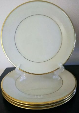 (set Of 3) Lenox China Eternal Dinner Plates,  Ivory W Gold Trim,  10 3/4”.