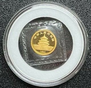 1990 1/20 oz Chinese Panda Gold Coin BU & in Capsule 2