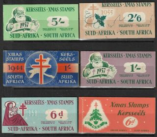 South Africa 1944 - 58 Xmas Stamps 6d To 5/ - Complete Booklets X 6 Mnh