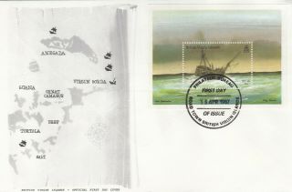 (89371) British Virgin Islands Fdc Shipwrecks Minisheet 1987
