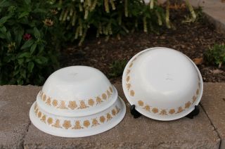 Set Of 3 Vintage Corelle Butterfly Gold Serving Bowls (1) - 10 1/4 " & (2) - 8 1/2 "