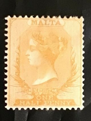 Malta Stamp Qv 1/2d Orange Yellow 1882 W/mark Crown Ca Mh