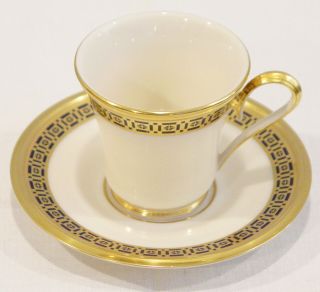 Rare Discontinued Lenox China Tudor Pattern Demitasse / Demi Cup & Saucer
