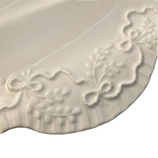 Wedgwood Ralph Lauren Claire 1989 Square Handled Cake Plate White Embossed Tray 3