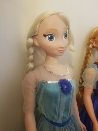 Disney 2014 Frozen Anna & Elsa 1st Edition My Size 38” Dolls In Great Shape 2