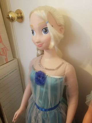 Disney 2014 Frozen Anna & Elsa 1st Edition My Size 38” Dolls In Great Shape 3