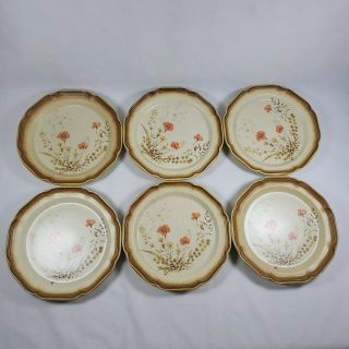Vintage Mikasa Whole Wheat Jardinere Stoneware Set Of 6: Dinner Plates 10 3/4 "