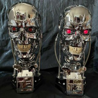1:1 Terminator Arnold T2 T800 Endoskeleton Skull Resin Statue Bust Led Light