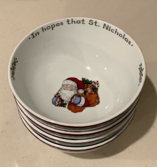 Portmeirion A Christmas Story 7 3/8” Soup,  Salad,  Cereal Bowls (4) —mint