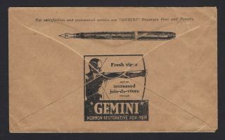 India C.  1930 Medical Advertisement Envelope Hormone Restorive & Milk Emulsions