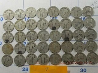 90 Silver Quarters,  31 Standing Liberty Undated,  9 Washington Dated