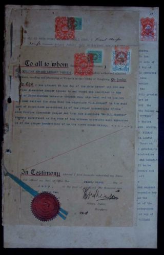 Singapore Hong Kong China Document Revenues 1922 Hilda Hermina Balean