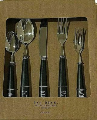 Rae Dunn 5 Pc Flatware Cutlery Set Matte Fork Spoon Knife Taste Yum Delish