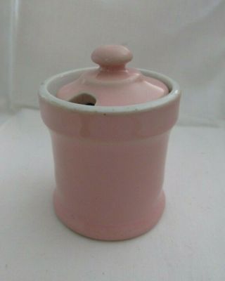 Vintage Hall China Pink Restaurant Ware Lidded Mustard Pot 260 Usa 2 - 5/8 "
