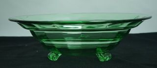 Vintage Anchor Hocking Green Block Optic Footed Fruit Bowl 11.  5  Wide 2